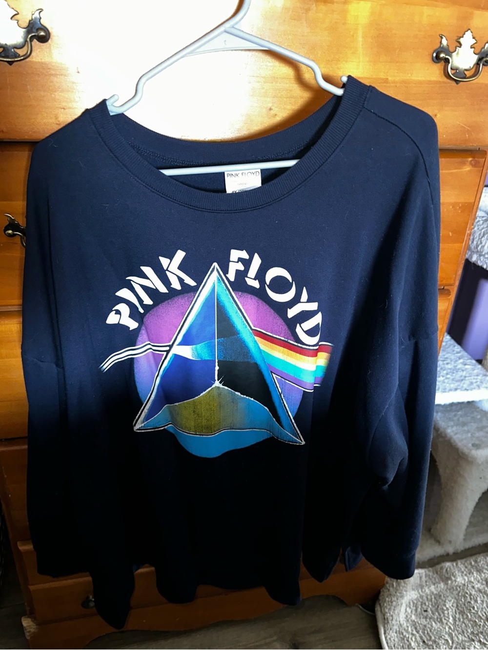 Pink Floyd Black Sweatshirt with Rainbow Prism Graphic